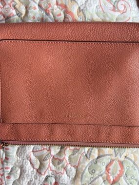 Tory Burch Pebbled Leather Clutch - Coral